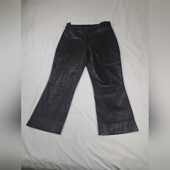 Leather Limited Black Cropped 100% Leather Soft Womens Pants Size 6 - Picture 3 of 15
